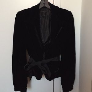 Marc Jacobs black velvet blazer w/ ribbon buttons