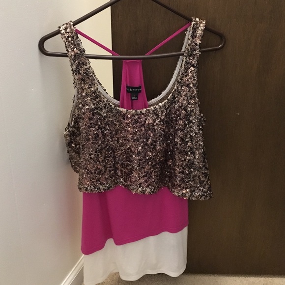 Rock & Republic Tops - Rock & Republic Gold Sequin Tank Top