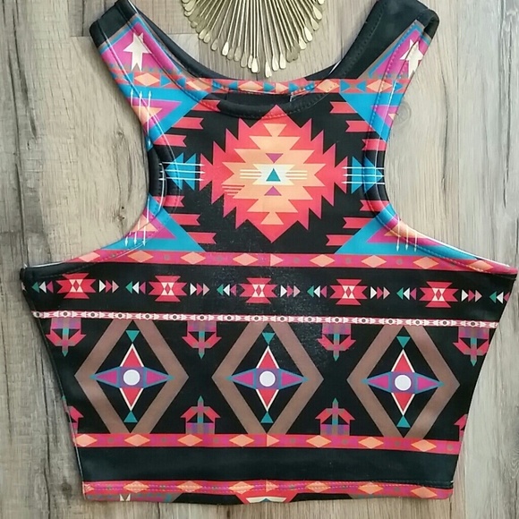 Joyce Leslie Tops - Colorful Tribal Crop