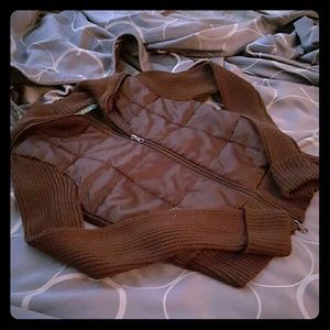 LAST CHANCE!! Brown Ribbed Zip Up Sweater