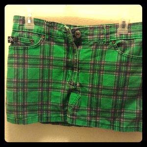 Green punk plaid skirt