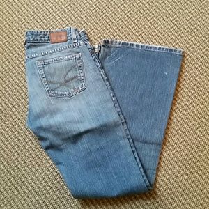 Light wash flare Buckle jeans