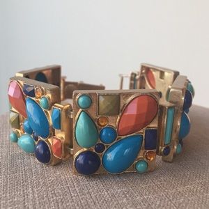 Antique Gold Bracelet w Turquoise & Coral Stone