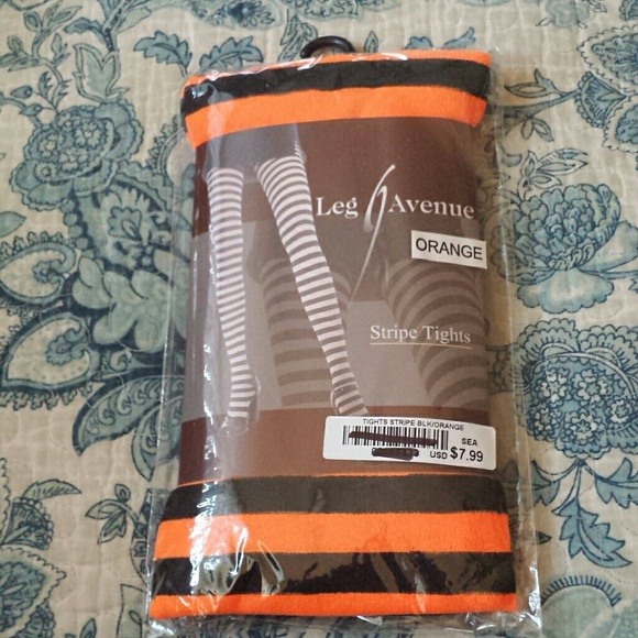Orange & Black Stripe Tights