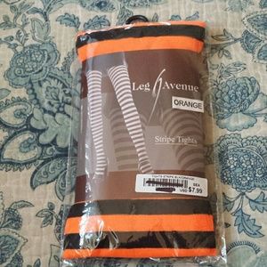 Orange & Black Stripe Tights