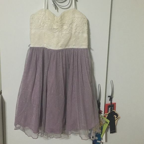 Cream Purple Homecoming Dress