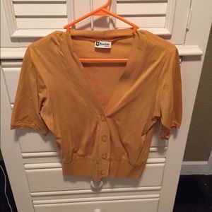 Mustard yellow cropped cardigan