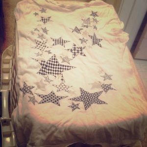 White shirt with pattern stars all over