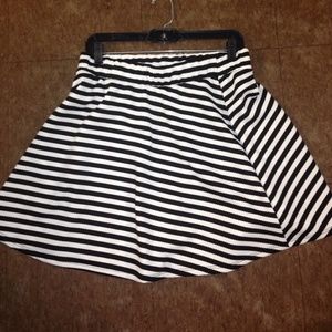 Black and white striped skater skirt