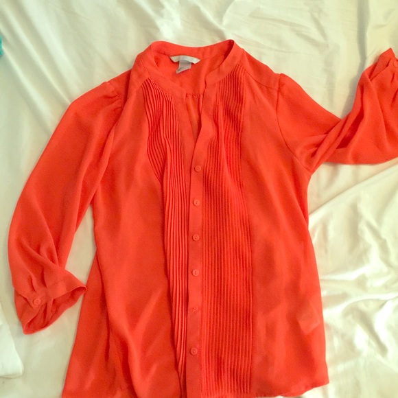 Red Orange Button Up Top