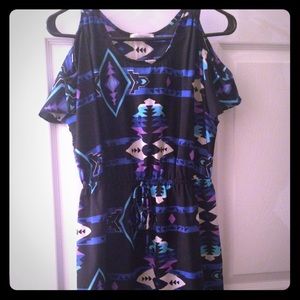 Aztec open shoulder dress