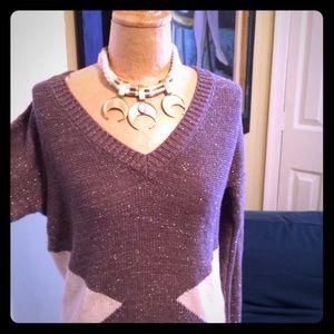 Size XS diamond brown and cream lurex sweater