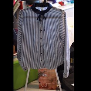 NWOT Collared Pin-Stripe Blouse