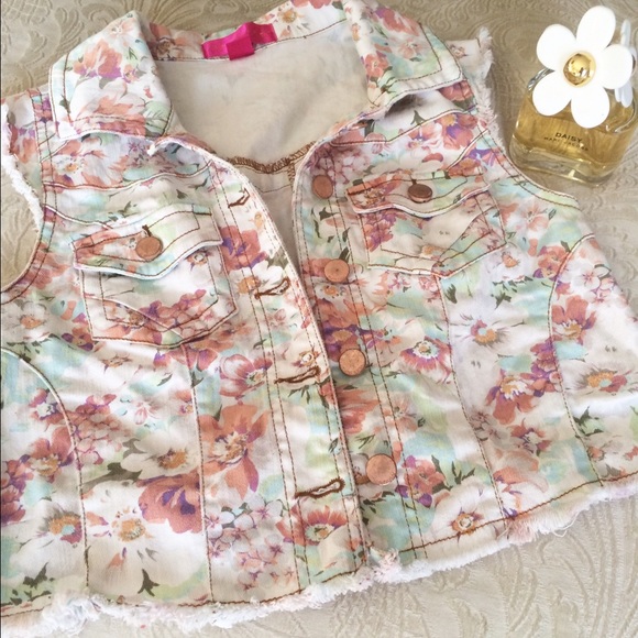 Floral jean jacket/vest