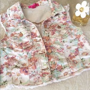 Floral jean jacket/vest