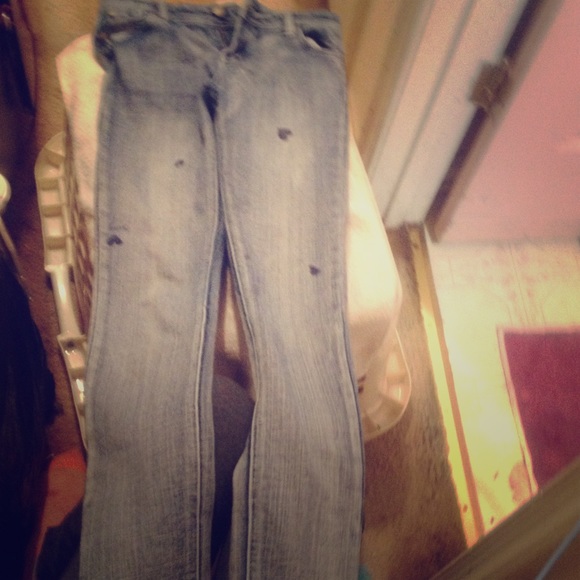 Long Jean pants with heart drawing on them