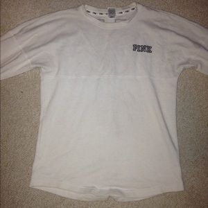 PINK, xs, cream colored Henley style shirt