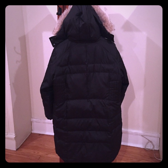 Marc New York black down winter coat; fur hood 1x