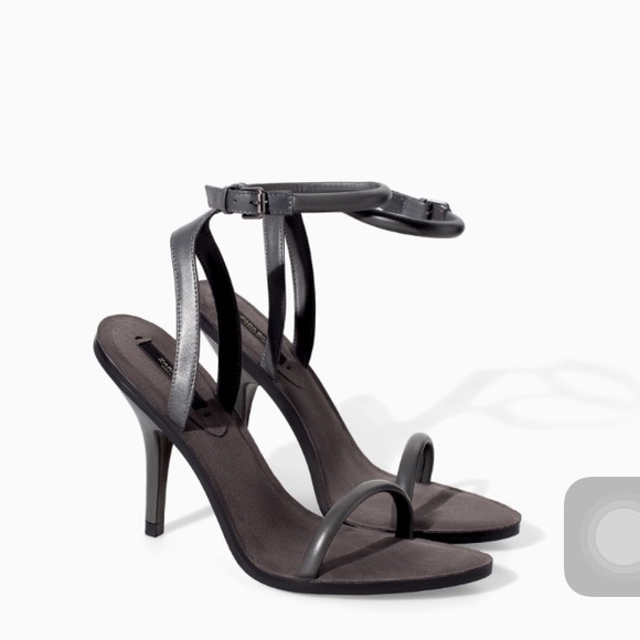 Zara grey ankle strap heels