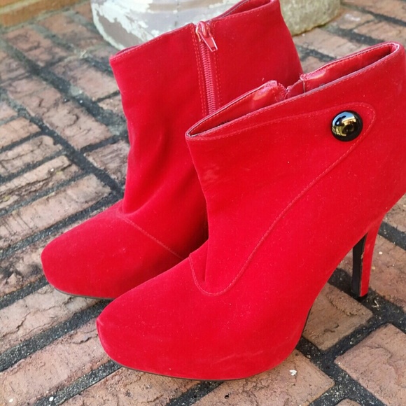 Charlotte Russe Shoes - Red Faux Suede Booties