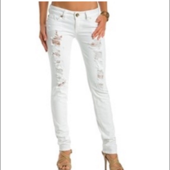 Guess- daredevil skinny leg ripped BLACK jeans