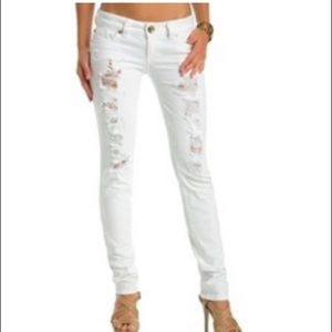 Guess- daredevil skinny leg ripped BLACK jeans