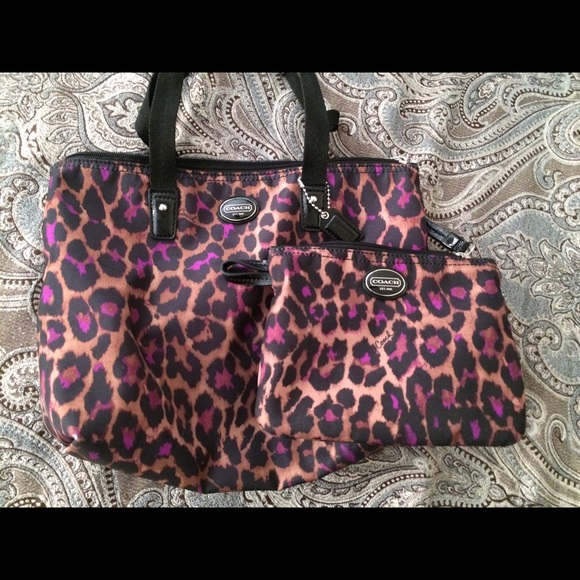 Small Coach tote with cosmetic/coin bag