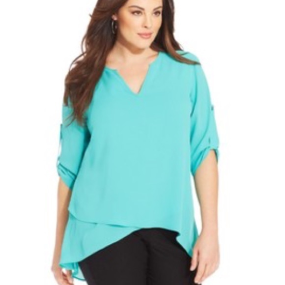 alfani tops plus size tab sleeve high low layered top poshmark plus size layered tops