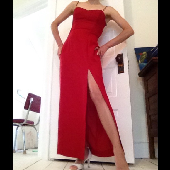 Vintage Long ZumZum spaghetti strap dress red, 7-8