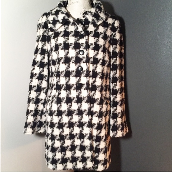 Jackets & Blazers - Houndstooth Wool Peacoat