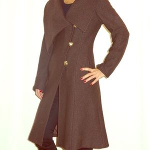 Zuiki Woolen Brown Coat with shawl collar