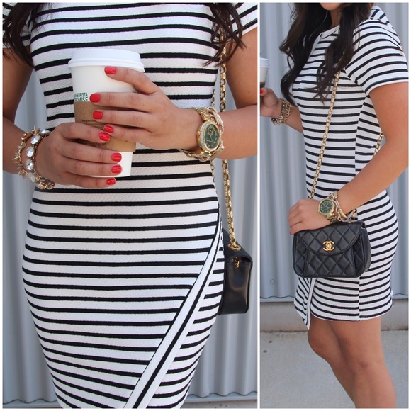Boutique Dresses - ❌BUNDLED❌ Black & White Striped Asymmetrical Dress Boutique Dresses - ❌BUNDLED❌ Black & White Striped Asymmetrical Dress