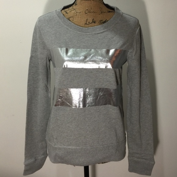 GAP Metallic Stripe Sweatshirt Grey/Silver SMALL