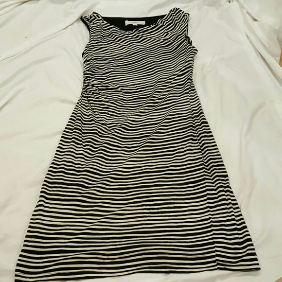 Black and White Striped Sleeveless Dress