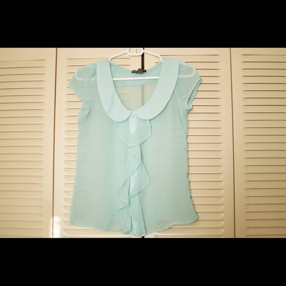 Sheer mint blouse