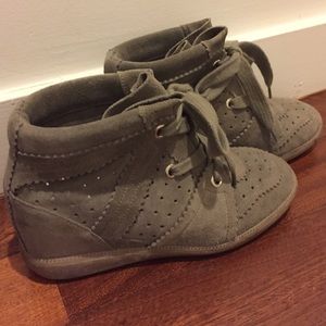 Isabel Marant taupe suede wedge sneakers