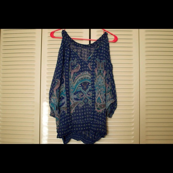 Thrifted paisley off shoulder blouse