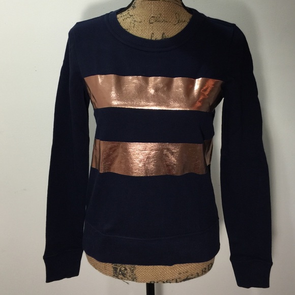 GAP Metallic Stripe Sweatshirt Navy/Copper XSMALL