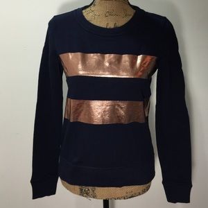 GAP Metallic Stripe Sweatshirt Navy/Copper XSMALL
