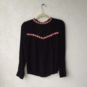 H&M BLACK EMBROIDERED TOP