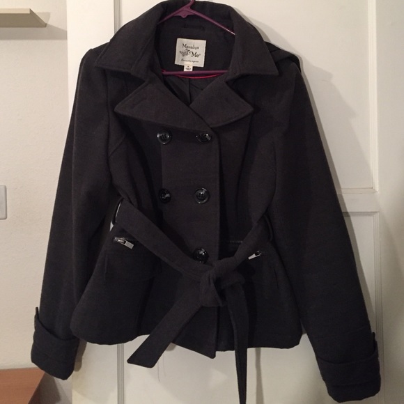 Belted hooded coat.