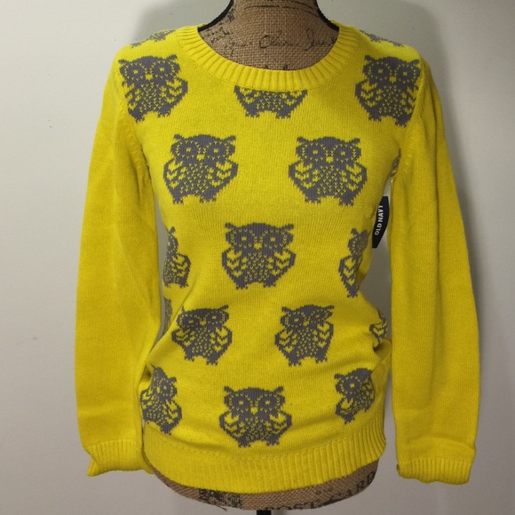 OLD NAVY Owl Sweater Yellow
