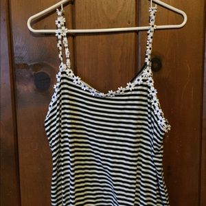 Floral straps and stripe flowy shirt