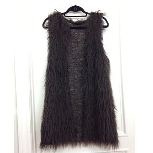 Dark brown shaggy/ faux fur vest