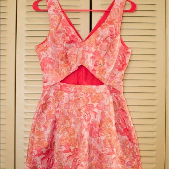 Cut out pink mini dress