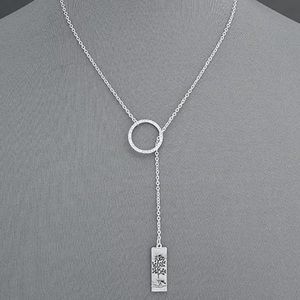 Infinity Pave Circle Tree Lariat Necklace