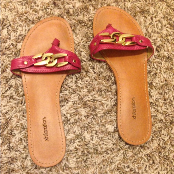 Hot pink with gold accent sandals