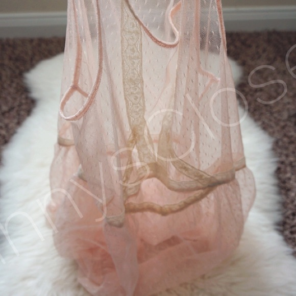 Free people sheer intimate lace slip dress L pink