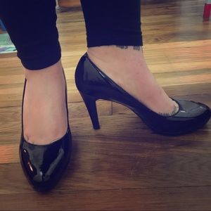 Franco Sarto Black Patent Pumps