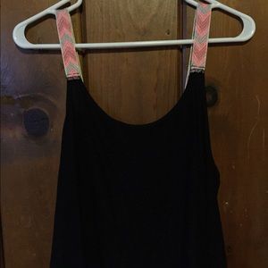 boho strapped black crop top